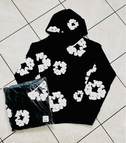 Brand New Medium Denim Tears Black and White Hoodie