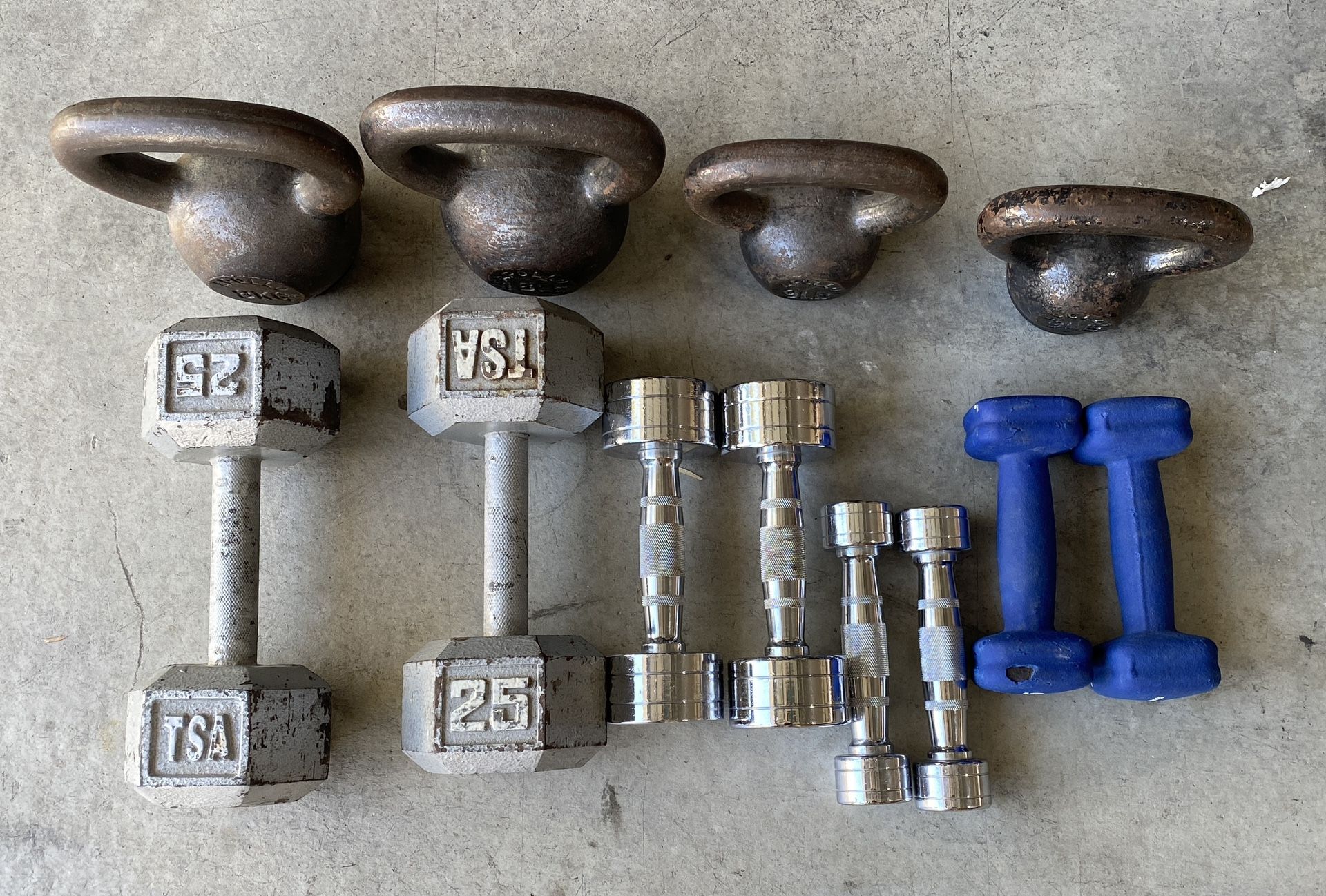 Kettle Bells And Bar Bells Work Out Weights