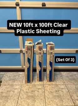 New 10ft x 100ft Clear 4 Mil Plastic Sheeting (Set Of 3 Boxes)