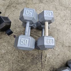 Dumbells Weights Pair Of 50s And 40s 