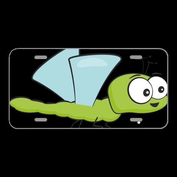 License Plate Novelty Car Front Insect Dragonfly Green Cartoon Wing