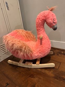 Soft Landing Pink Flamingo Plush Rocking Toy.