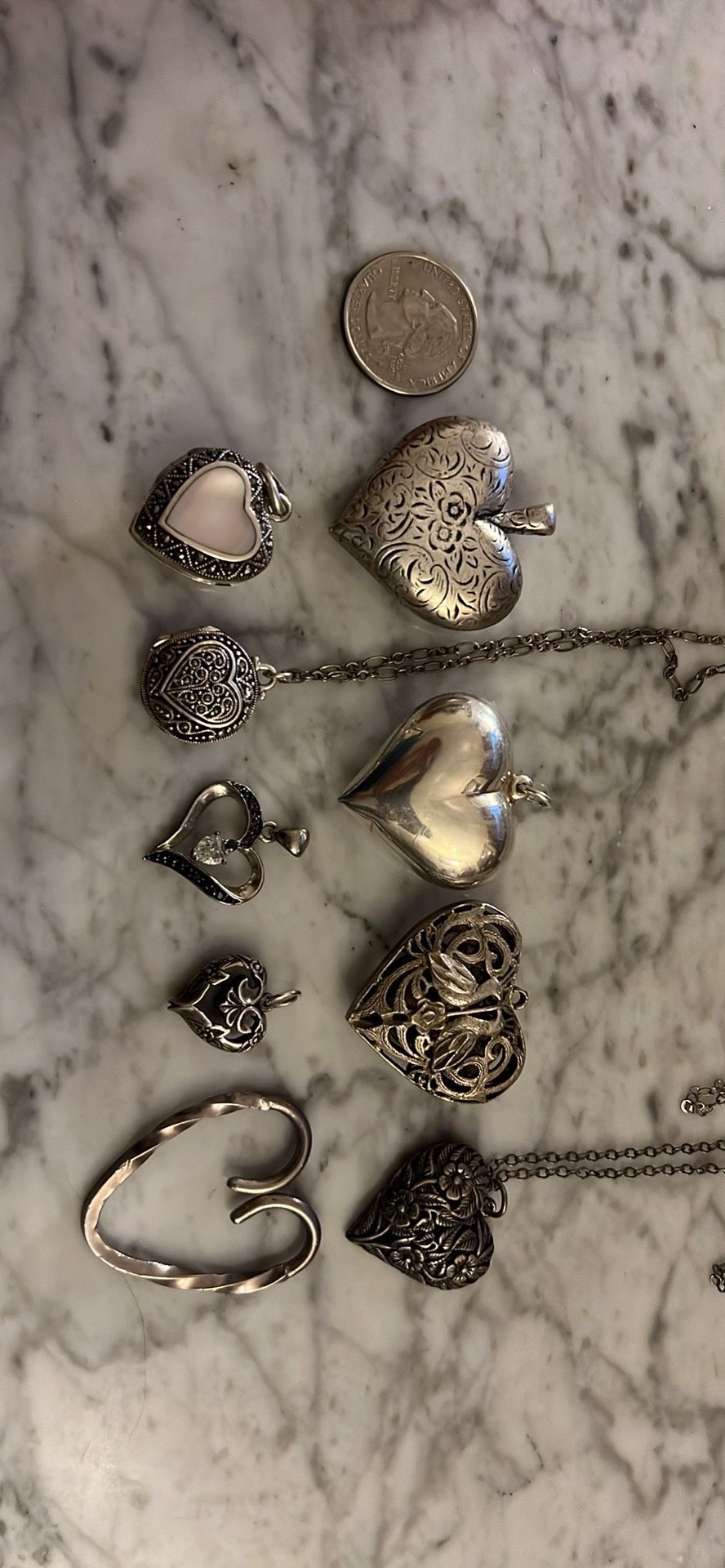 Vintage Multi Size Hearts Locket Pendants.