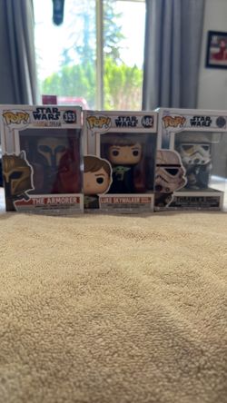 Funko pop  Star Wars  ( the armorer, Luke sky walker with groggy , Thrawns night trooper