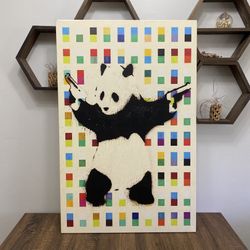 Banksy Canvas Wall Art Large Panda With Guns 40x26