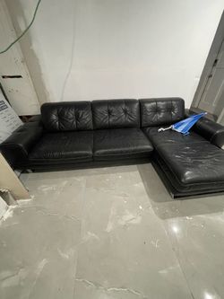Black leather couch