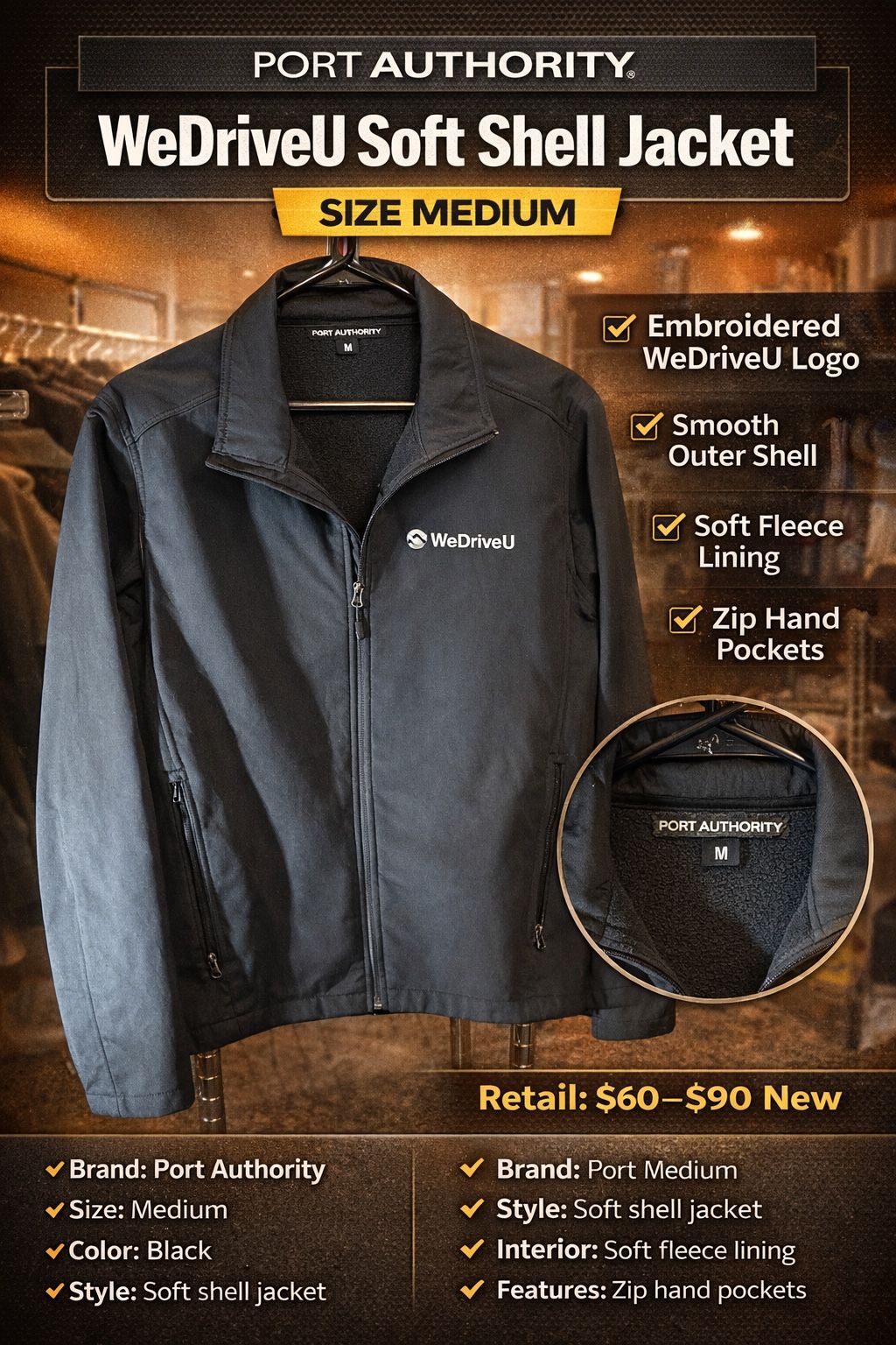 Jacker Offer Port Authority WeDriveU Soft Shell Jacket – Size Medium for Sale in ...