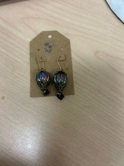 Cutest Hot Air Balloon Metallic Dangle Earrings!
