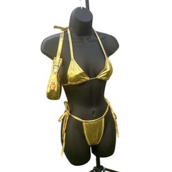 Gold Metallic 4 Way Stretch Bikini Single Buy & Wholesale Available 