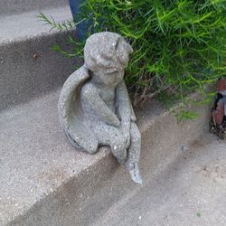 Small Concrete Statue Figurine Yard Decor 