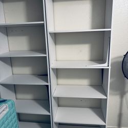 2 White 5-Tier Bookshelves 