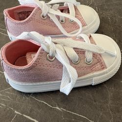 Babygirl Pink Glitter Converse Size 4c