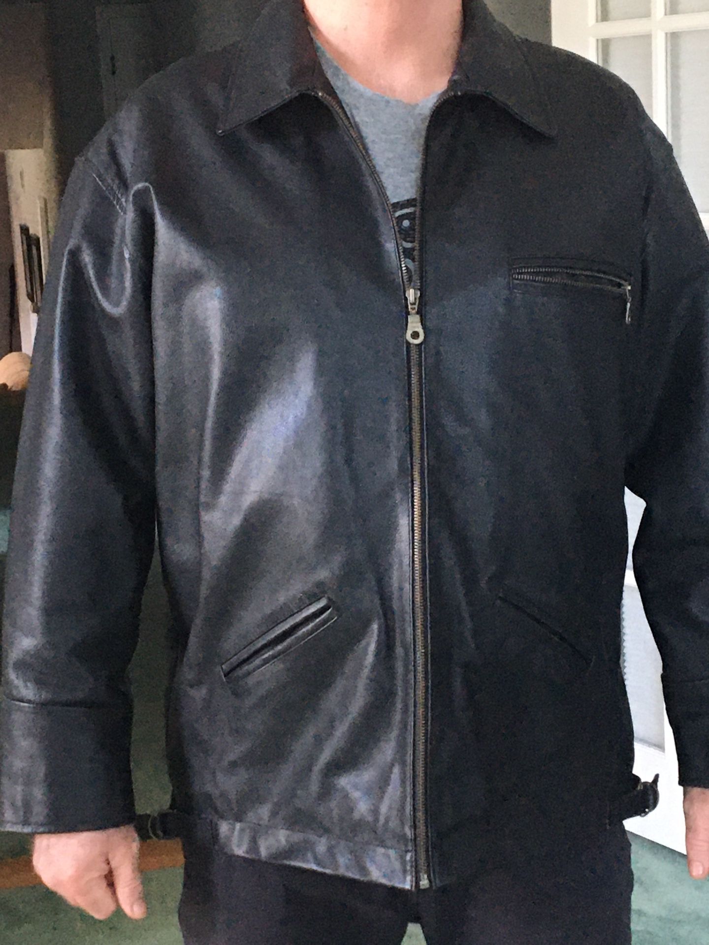 Men’s Black Leather Jacket XXL