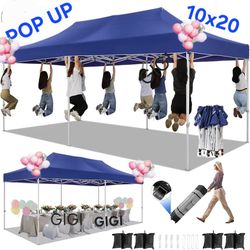 10x20 Pop up Canopy Tent for Parties, Easy Setup Tent S@ Outdoor Commercial Instant Gazebo for Wedding Event, with Roller Bag