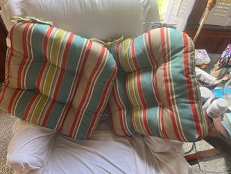 Striped Outdoor Chair Cushions Set of 2