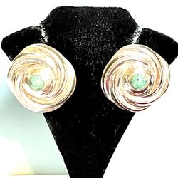 Vintage Taxco Sterling clip-on Turquoise Earrings 