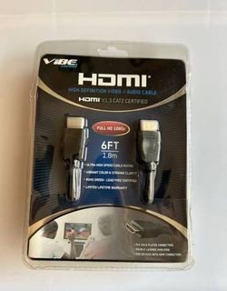 Vibe HY-HD06-G v1.3 Category 2 (Cat2) HDMI (M) to HDMI (M) Video/Audio Cable w/24K Gold-Plated Connectors (Black)