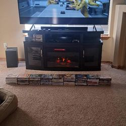 Samsung 75" Tv, Sound bar, Fireplace Stand Combo