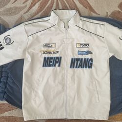 White Leather Racing Jacket (Japanese) Med