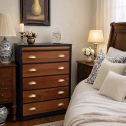 Vintage Solid Wood Art Deco Chest of Drawers