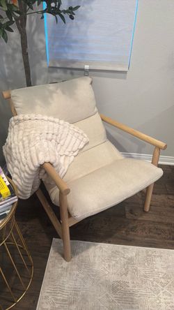 Wood Frame Accent Chair with Linen Cushions