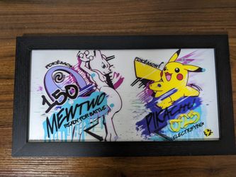 Pokémon 3D Lenticular Framed Wall Art - Mewtwo & Pikachu 10x18