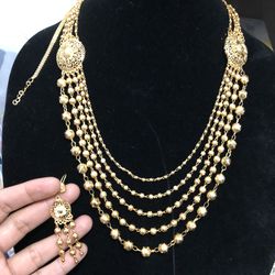 22k Gold Plated Mala Indian Bollywood Pakistani Jewellery Necklace 
