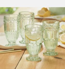 Princess House Marbella Mint Footed Glasses