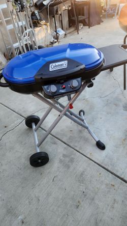 Coleman RoadTrip X-Cursion 2 Burner Propane Grill for Outdoor Camping and BBQ, Stand Up Grill, Blue