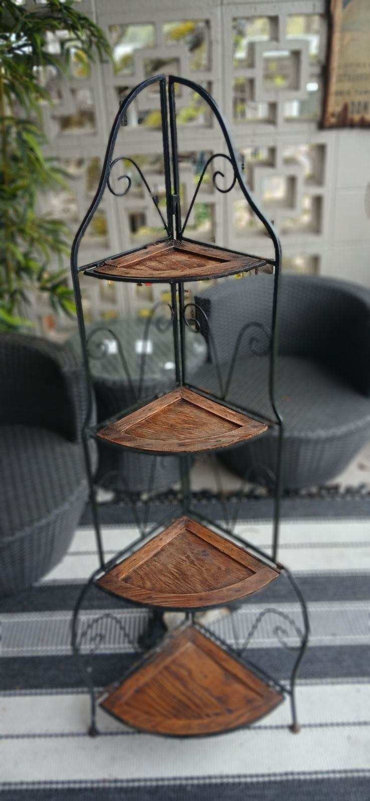 Fleur De Lis four tier corner shelving unit