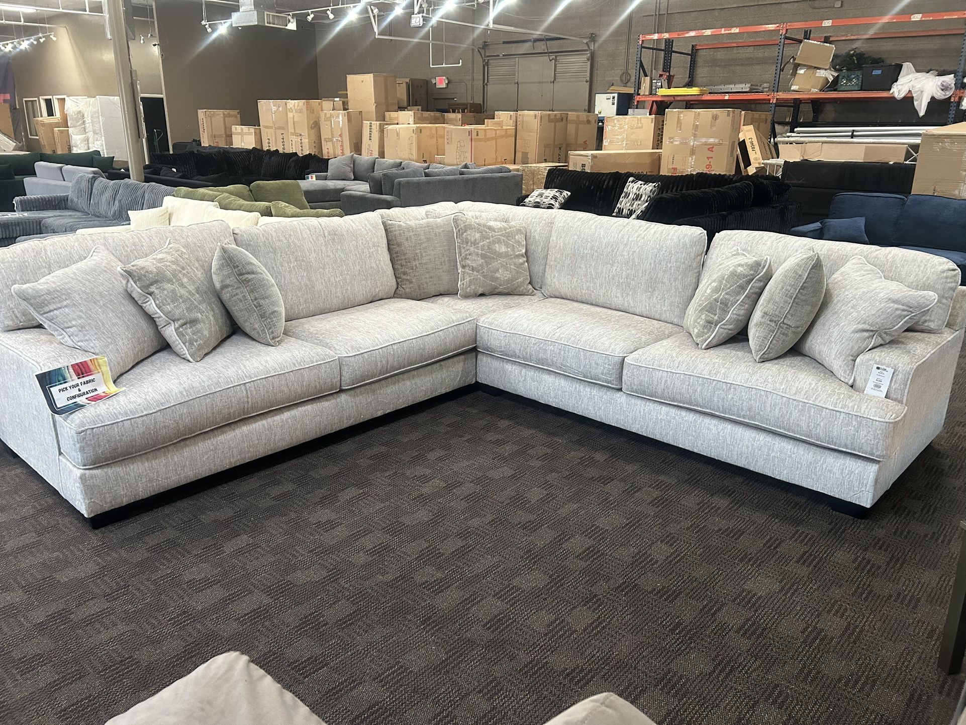 Large And Comfy Cream Sectional Sofa Couch 