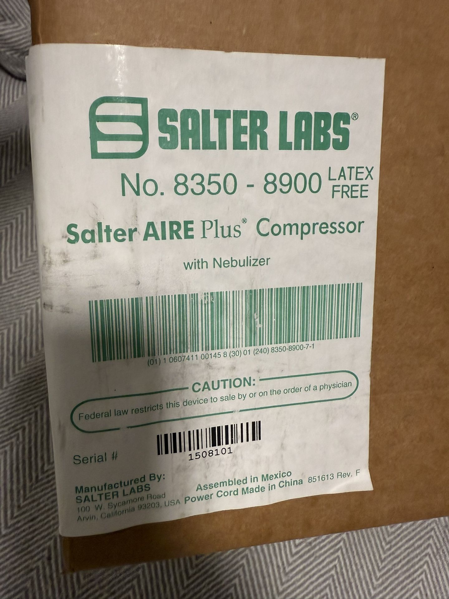 Salter Aire Plus Compressor Model 8(contact info removed) Brand New
