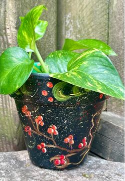 Hand - Painted Terracotta Flower Pot / Planter- 4”