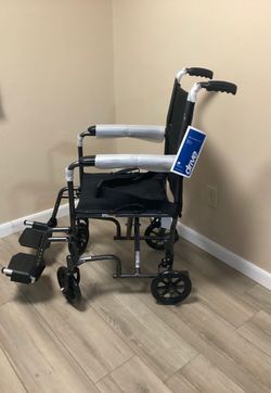 New - Drive Lightweight- Folding- Metal Transport Chair