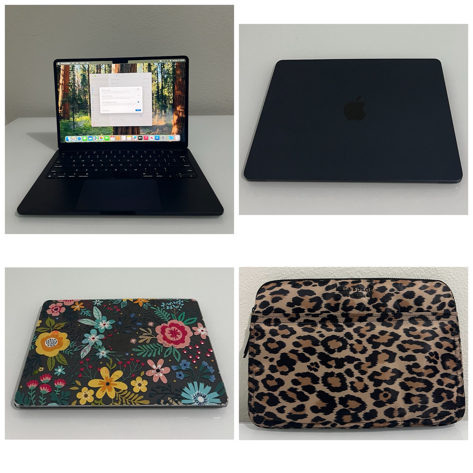 Apple 2022 MacBook Air with Apple M2 Chip, 13-inch, 8GB RAM, 256GB SSD Storage, Midnight in great condition. Comes with Kate Spade carrying case, prot