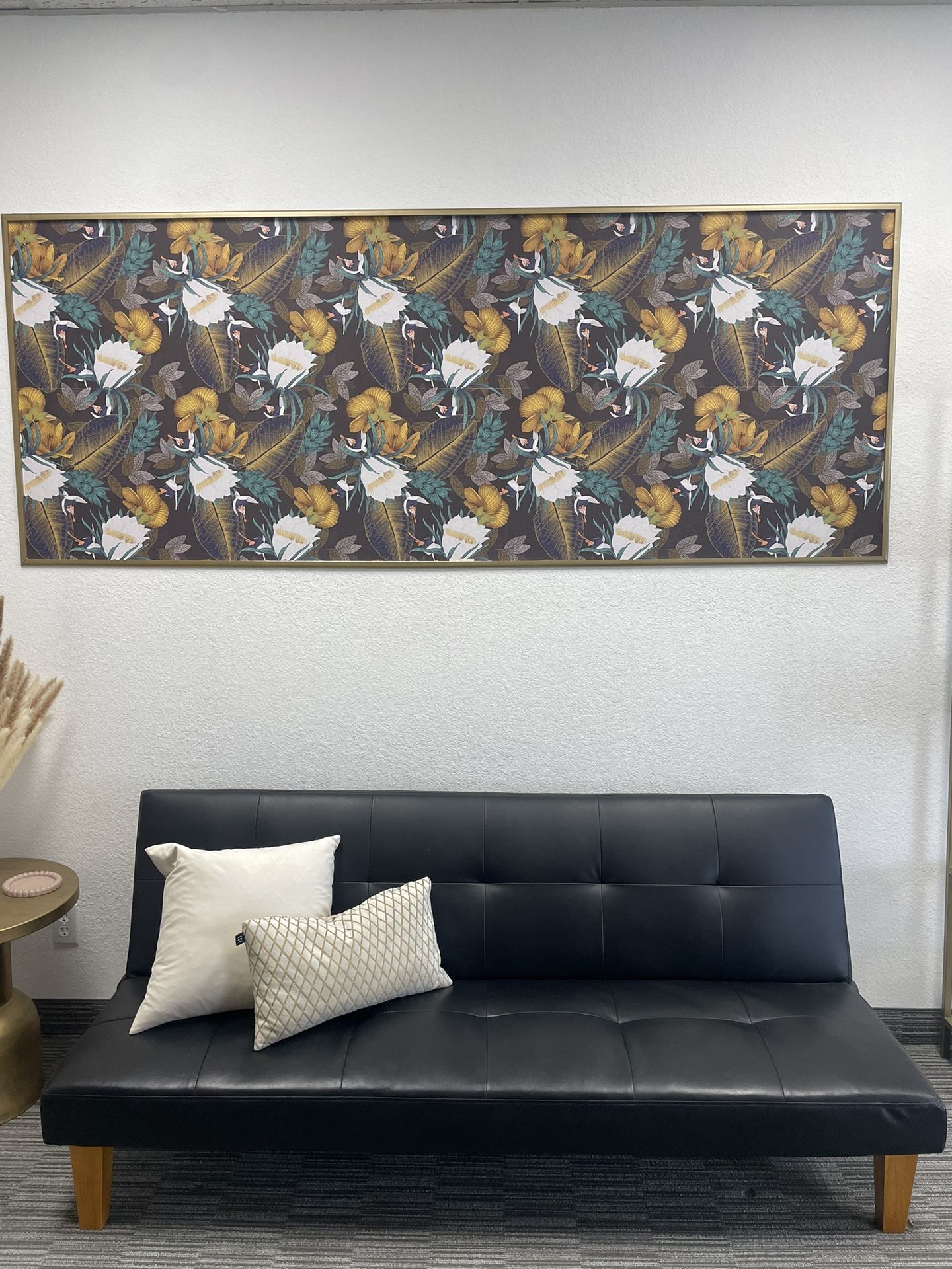 Black Faux Leather Futon