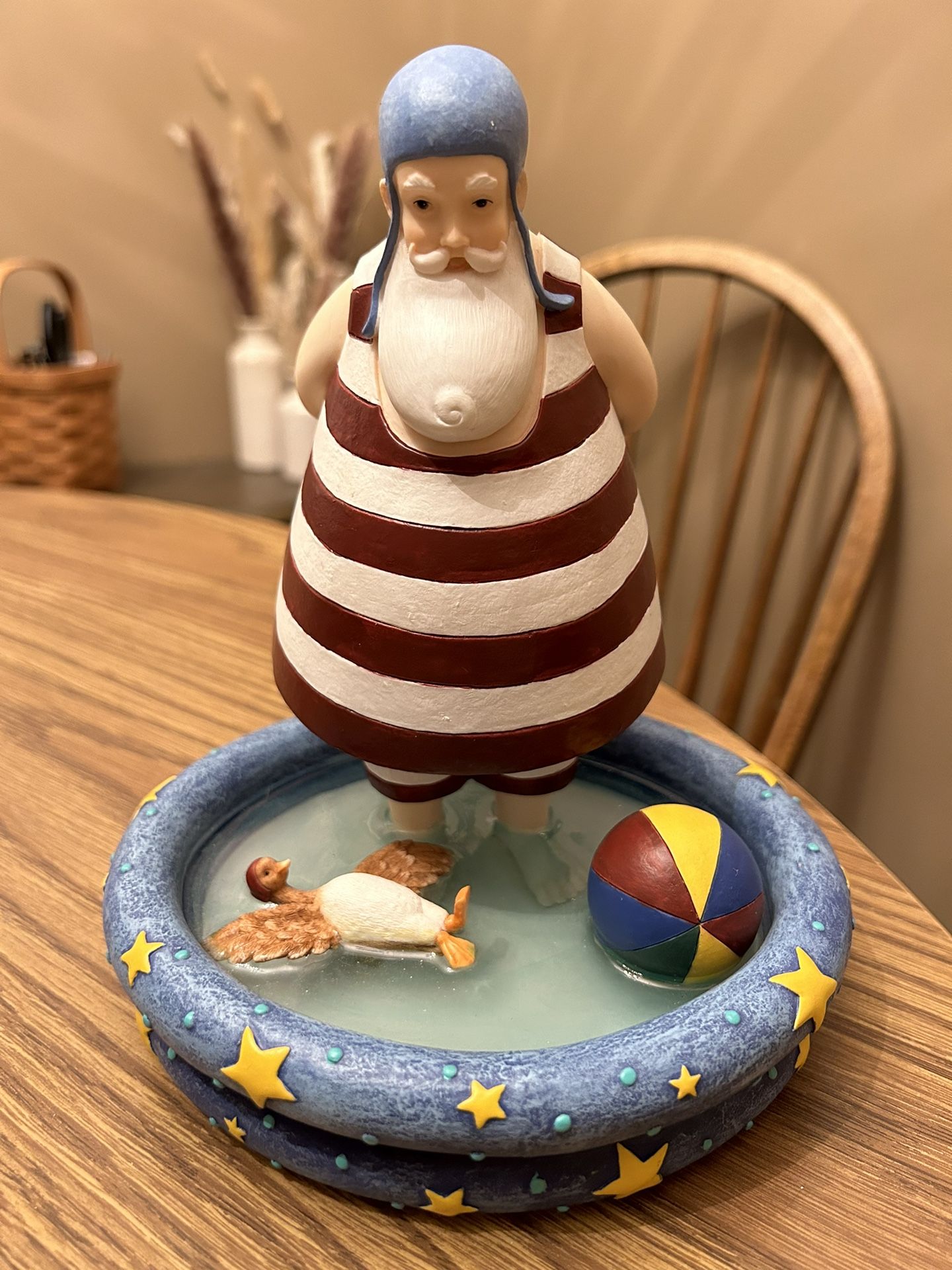 Bennington Christmas SUMMER SANTA Figurine Santa in Wading Pool Demdaco 2000