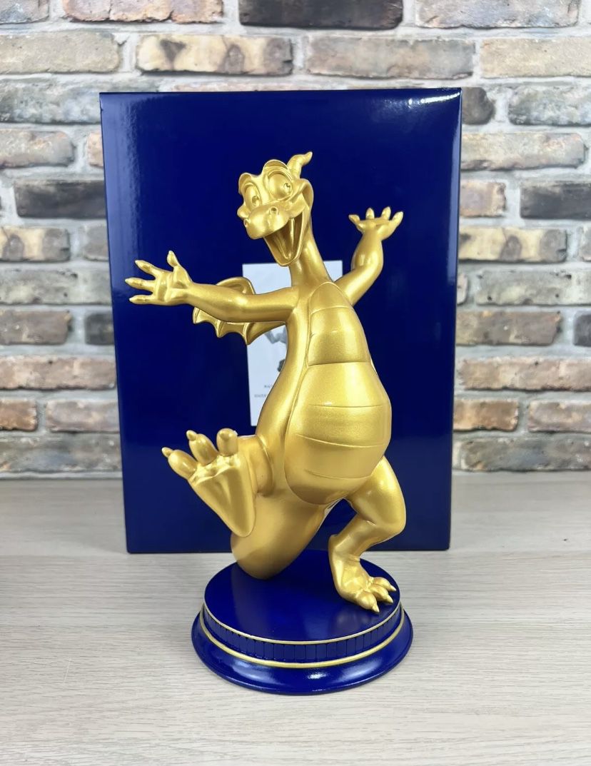 2022 Walt Disney World 50th Anniversary EPCOT Figment Gold Statue Figure New