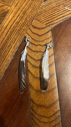 Feather Drop Earrings with Hook Backs