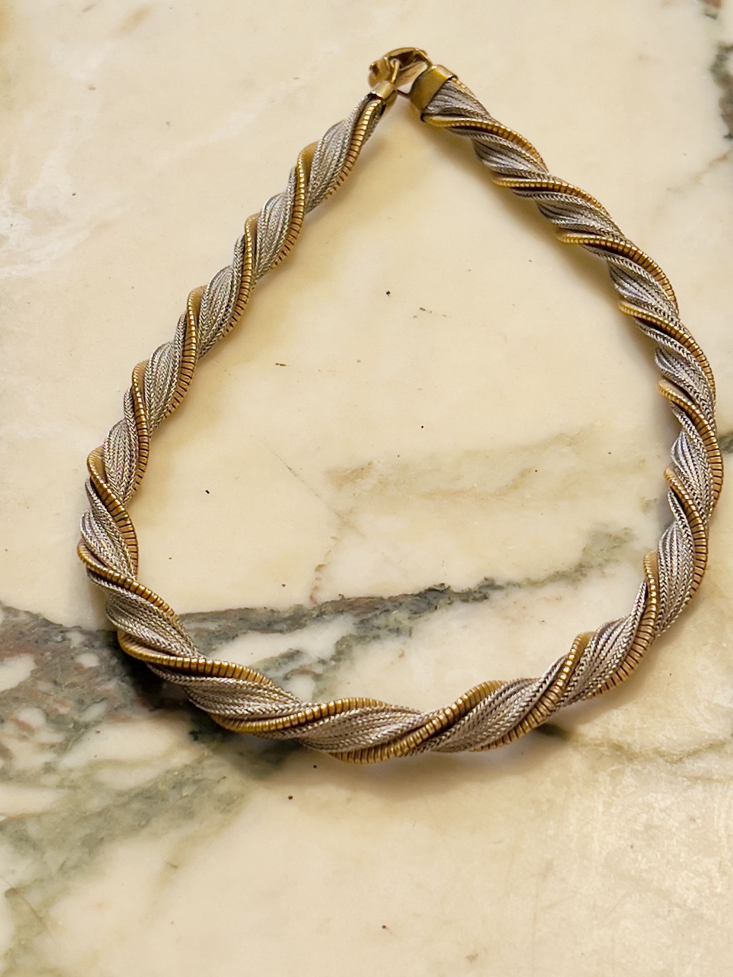 Vintage Napier 12K GF/Silver Twisted Rope Necklace 14”