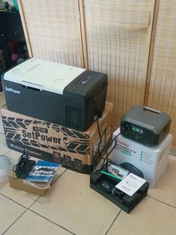 CAMPING COMBO MOBILE FREEZER 16QT. 12V/110  FAST COOLING+300W PORTABLE POWER STATION FAST CHARGING APP CONTROL.GREAT FOR CAMPING.RVS.