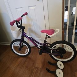 '16' Inch Trek Girls Bike With Training Wheels 
