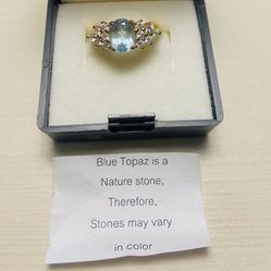Topaz And CZ Pierced Earrings & Ring Set