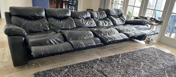 Leather Electric Recliner Sectional Couch