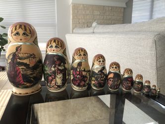 Russian Hand Painted Matryoshka Dolls -set of 10