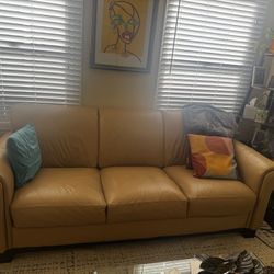 Tan Leather 3 Seat Sofa