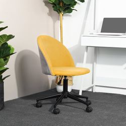Homy Casa DUDLEY Ergonomic Office Chair with Adjustable Height and Casters, Yellow & Grey, Open Box
