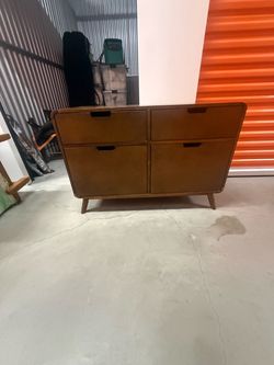 Mid-Century Modern Style 4-Drawer File Cabinet – Walnut