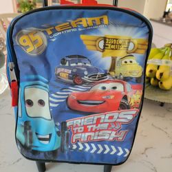 DISNEY CARS 12"-14" 1 ZIP STORAGE ROLLING/BACKPACK SEE DESCRIPTION 
