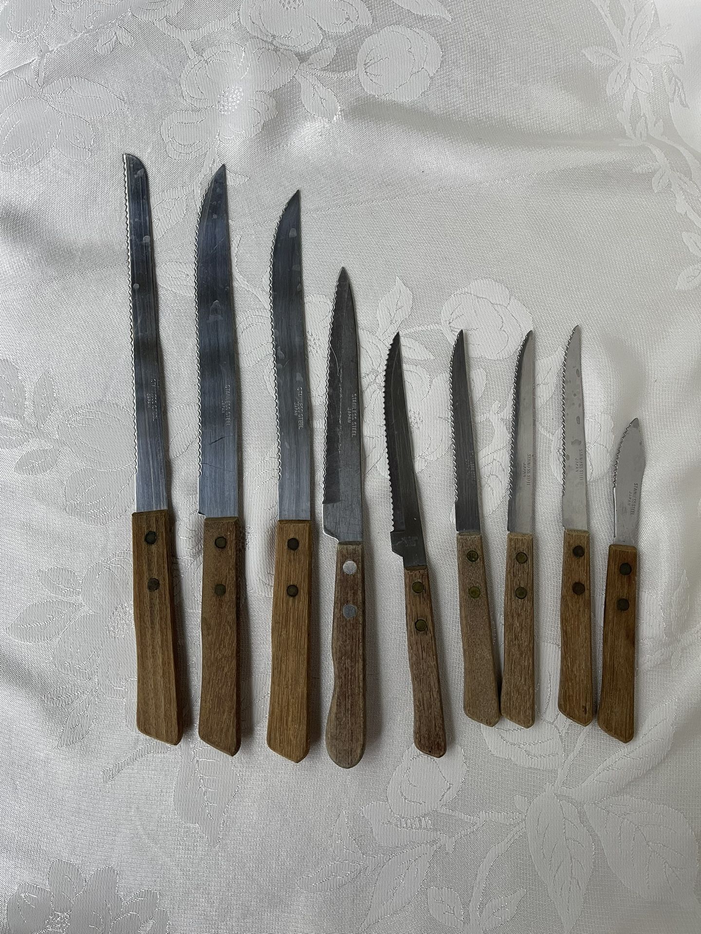 9 vintage stainless steel knives Japan
